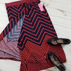 🆕️Large Maxi Skirt. Red and Blue Zigzags. Wrap.